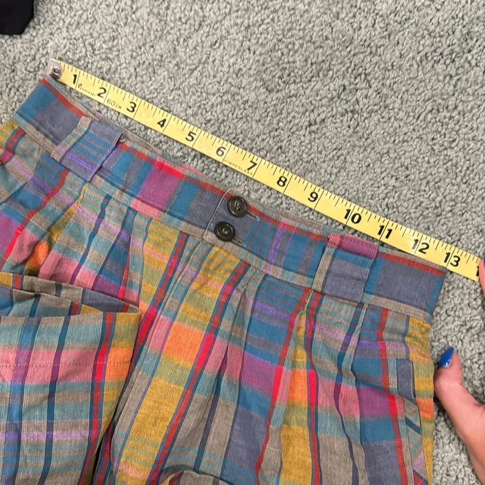 Vtg Giorgio Sant Angelo Bermuda Shorts Sz 6 Rainbow Cotton Linen Academia Blue - Image 15