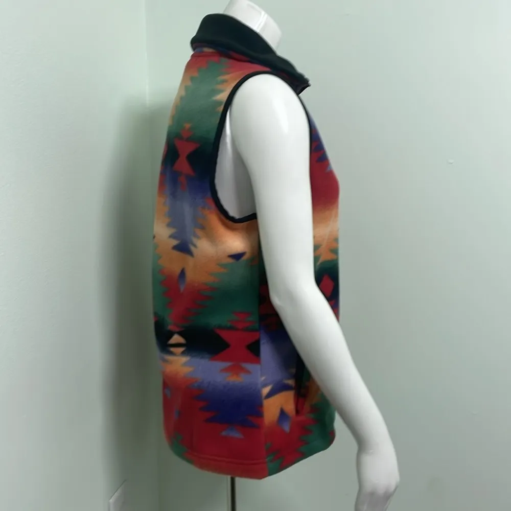 Chaps Ralph Lauren Southwestern Southwest Aztec Print Fleece Zipper Vest small - Image 4