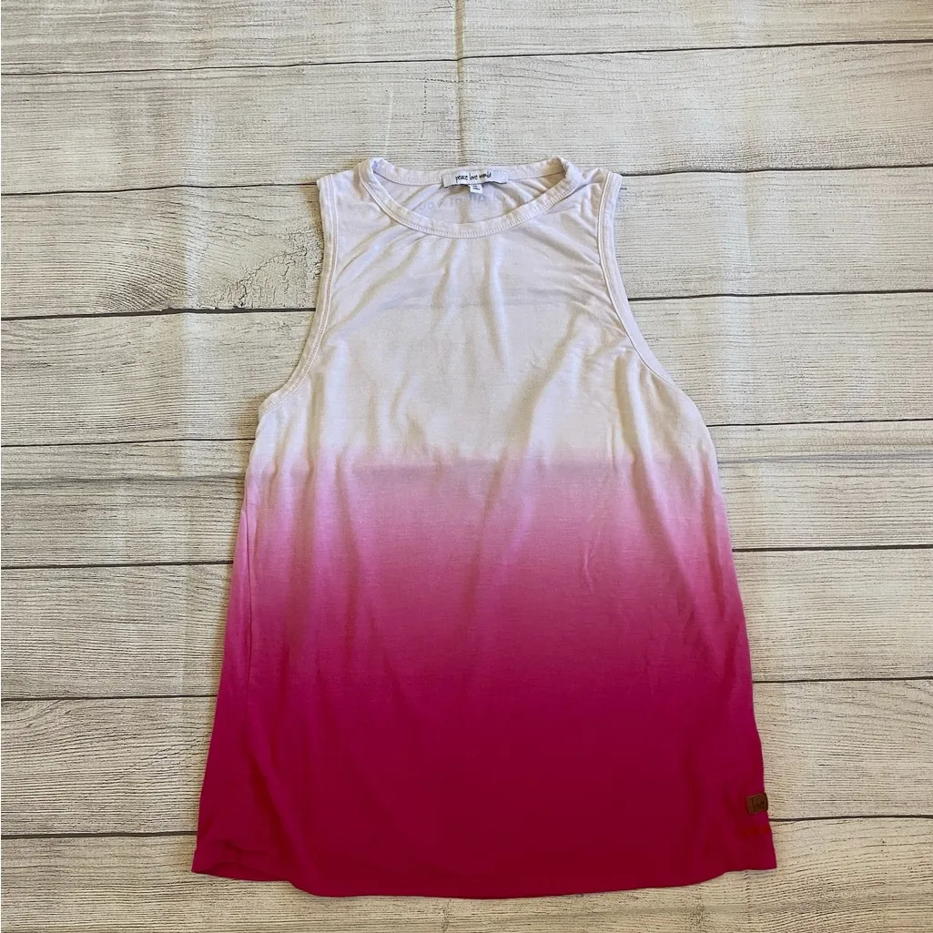 Peace Love World Ombre Pink and White Sleeveless Tank Top - Image 6