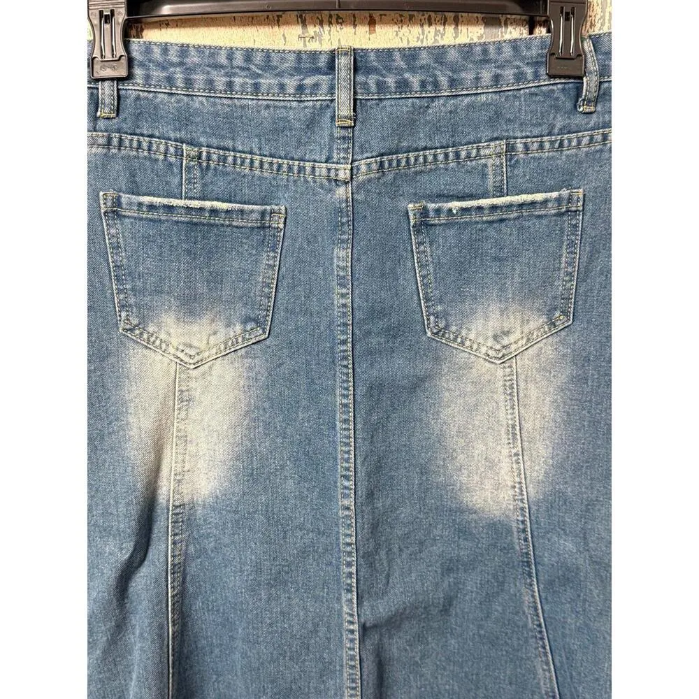 Women's Jean Denim Midi Skirt, size 10 12 Blue Size M - Image 4