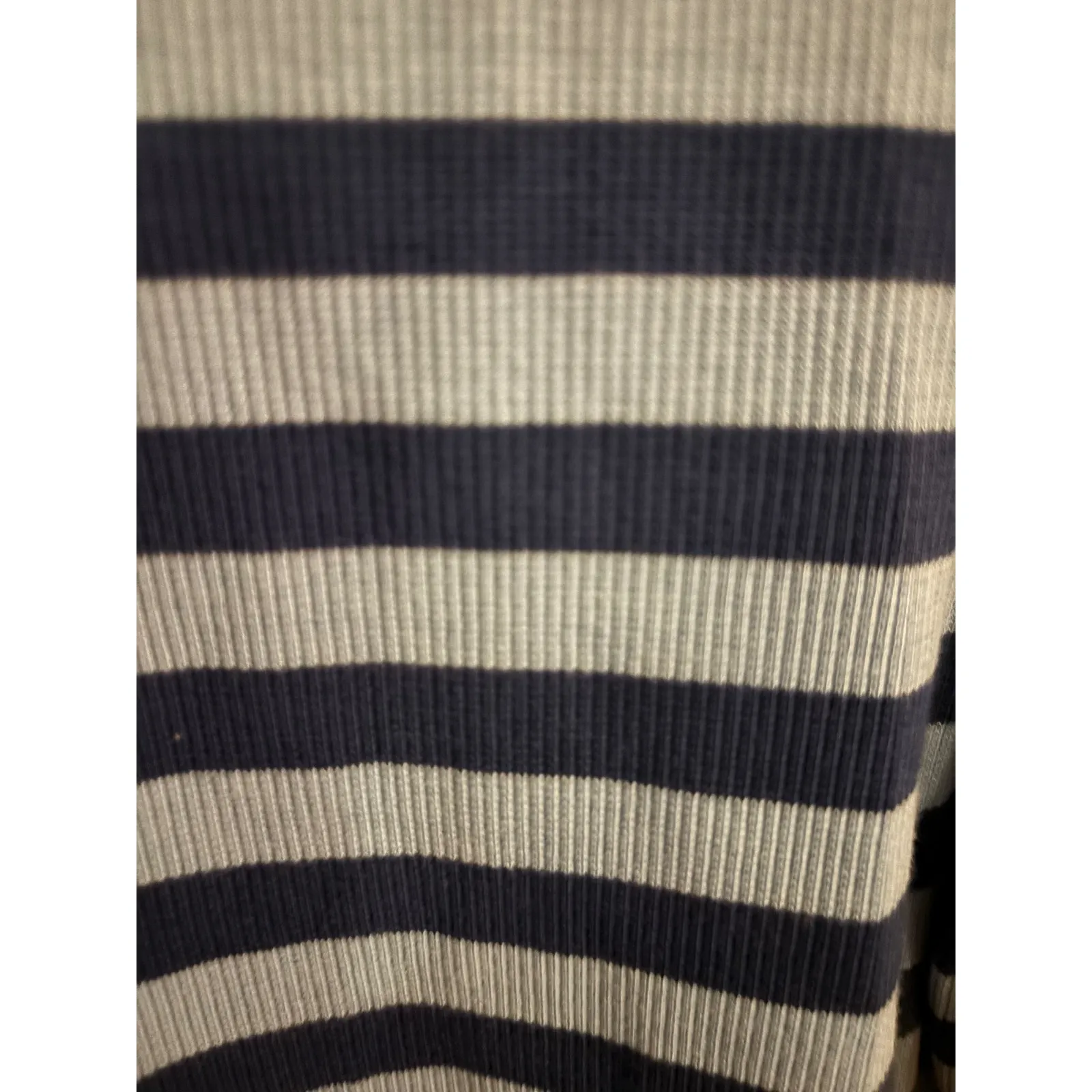 Masseys Striped Crew Neck Short Sleeve Top Womens Size L Blue Yellow Ribbed Knit Size L - Image 3