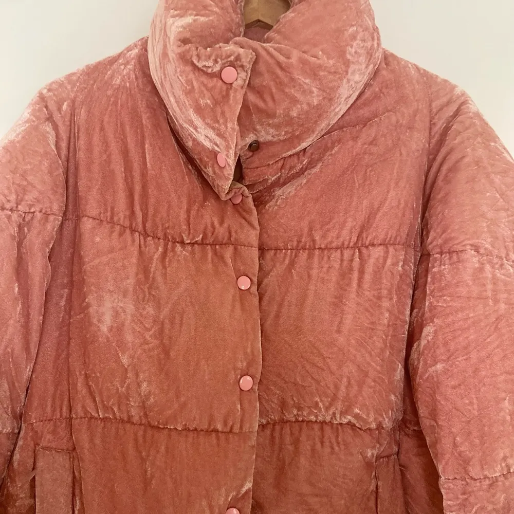 Pink Velour/Velvet Puffer Jacket - Image 2