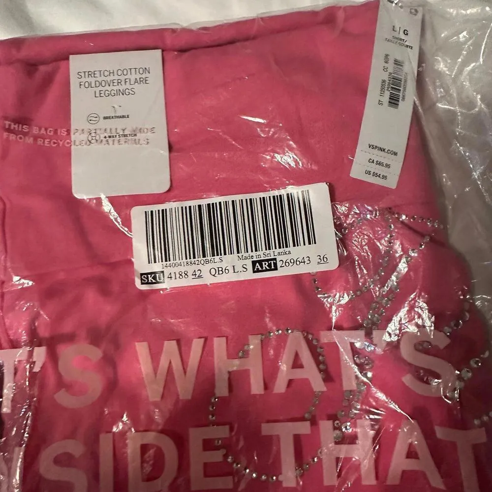 Y2K Victoria’s Secret PINK VS Bling Cotton Foldover Flare Leggings - Image 2