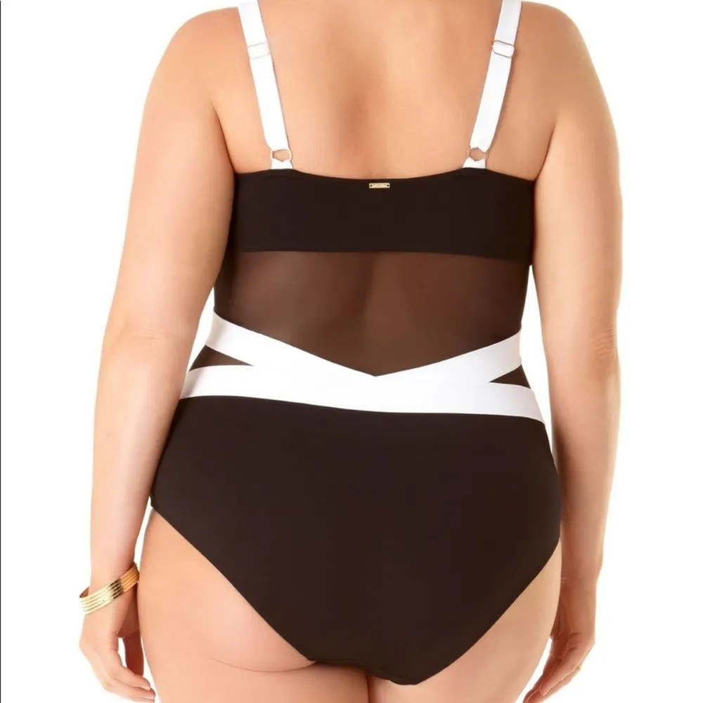 Anne Cole Black/white  Mesh One Piece Swimsuit - Image 2