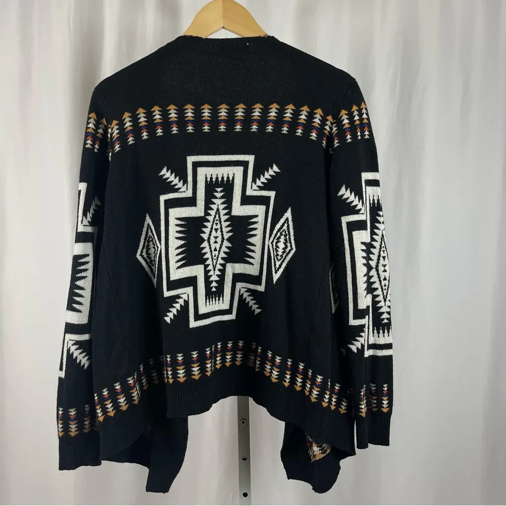 Freeway Small Wool Blend Tribal Hi-Low Knit Waterfall Cardigan Sweater Buttery - Image 2