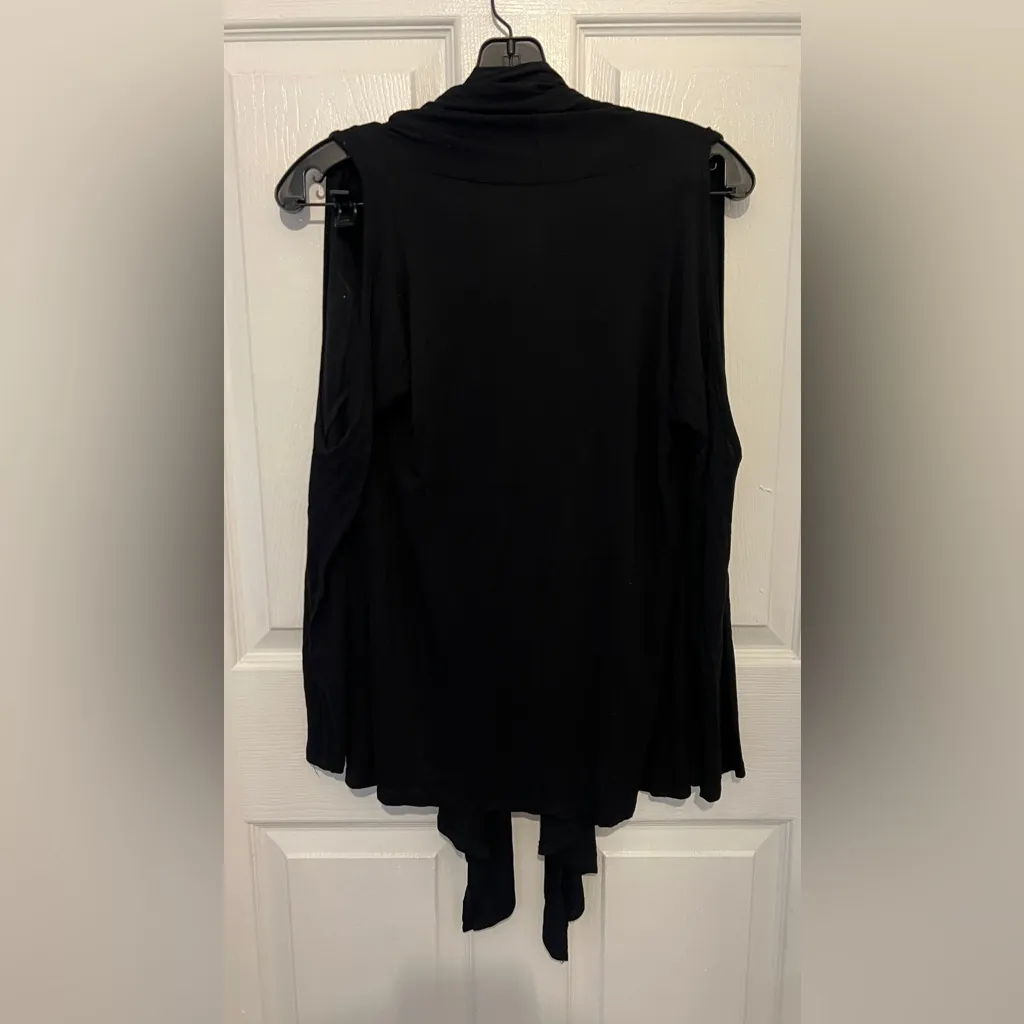CHATOYANT Women’s Black Split Sleeve Open Drape Front Cardigan Size M - Image 2