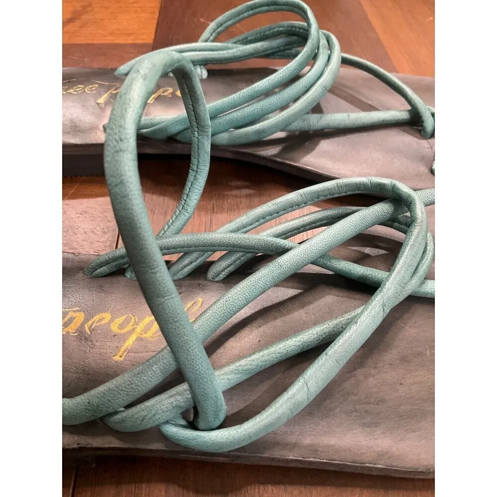 Free People Kayla Soft Strappy Sandals in Pool Blue 38 New with Box Womens - Image 6