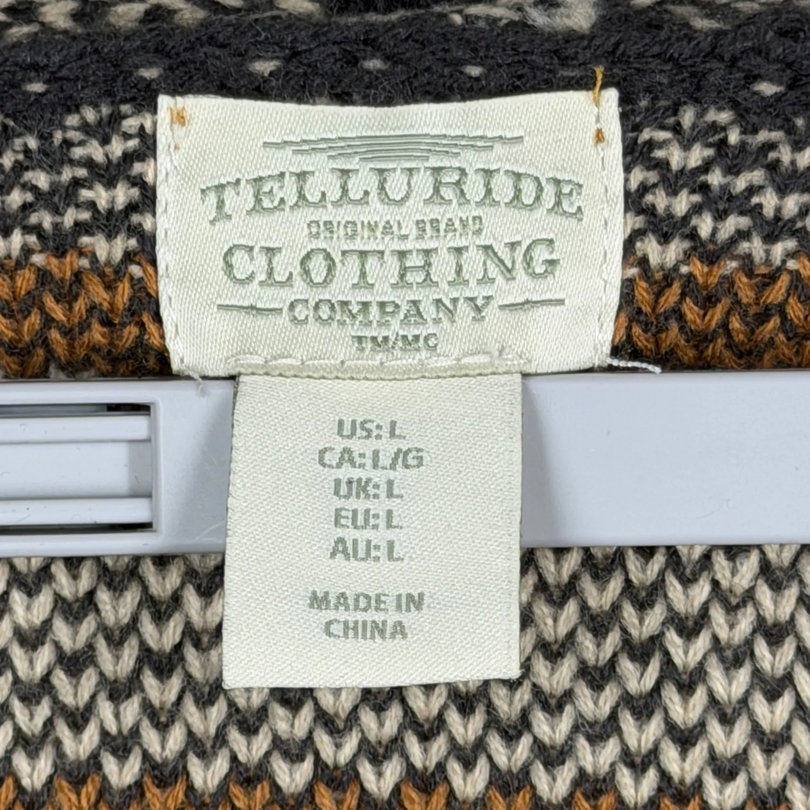 Telluride Clothing Co Large Aztec Cardigan Sweater Southwest Tribal Boho Western Gray - Image 6