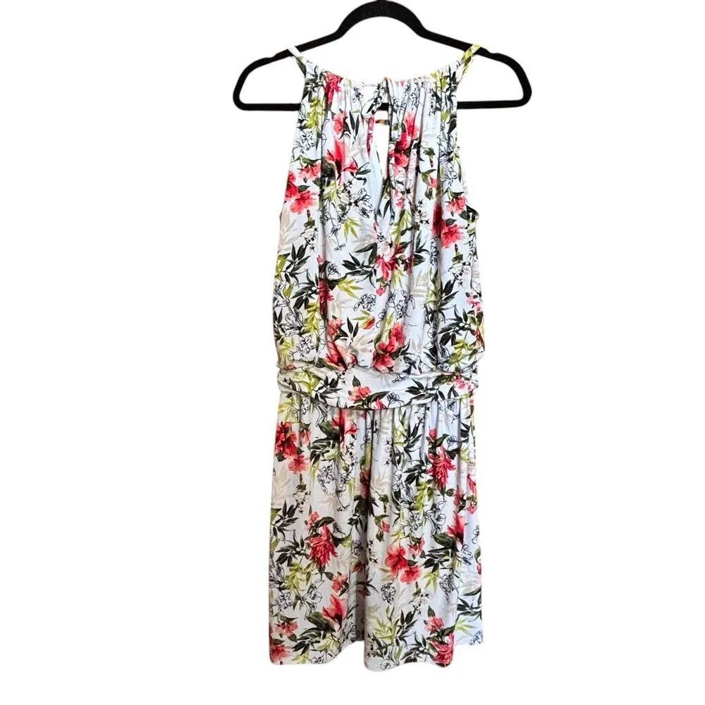 White House Black Market Sundress Medium Multicolor Floral Print Flounce Dress - Image 4
