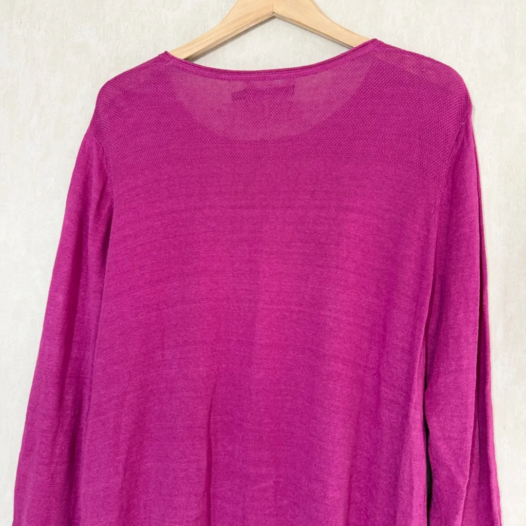 Gudrun Sjoden Women’s 100% Linen Knit Tunic Top Longsleeve Lagenlook in Pink XXL - Image 6