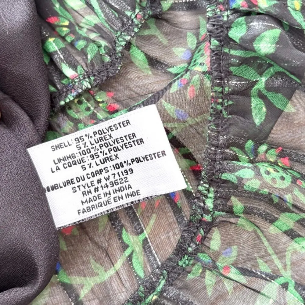 Walter Baker Tezza Gathered Floral Metallic Chiffon Mini Dress In Forest Tulip 0 - Image 6