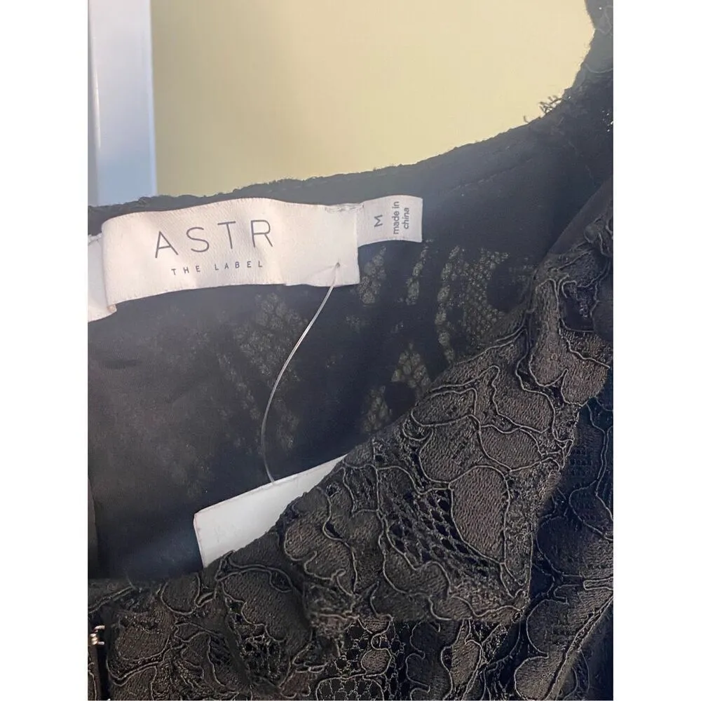 ASTR the Label NWT Chrisley Lace Long Sleeve Mini Dress in Black Size M Size M - Image 8