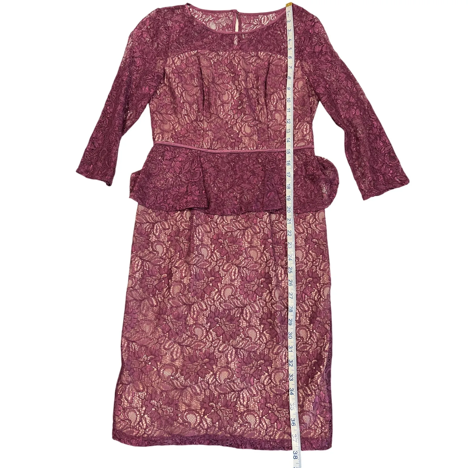 Adrianna Papell Plum Lace Peplum Dress Women's Size 4 Cocktail Holiday NWT $180 - Image 10