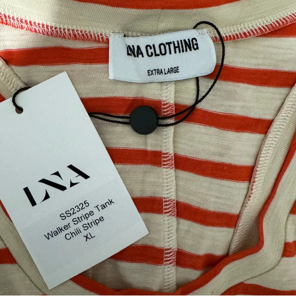 LNA Walker Chili Stripe Racerback Tank Knit Stretch Shirt Orange NWT Women's XL - Image 9