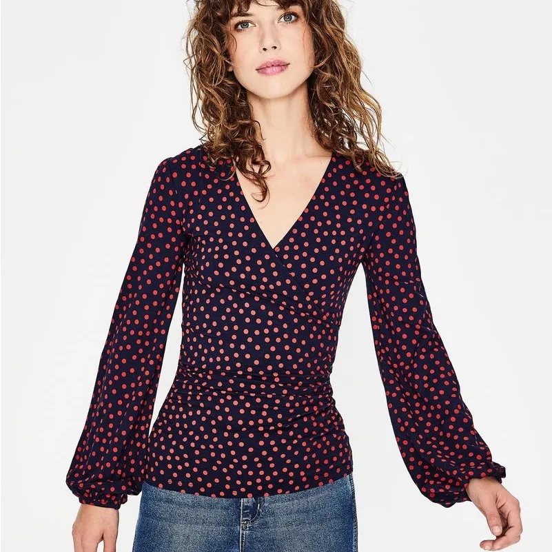 Boden Elodie Wrap Top In Size 8 Blue - Image 5