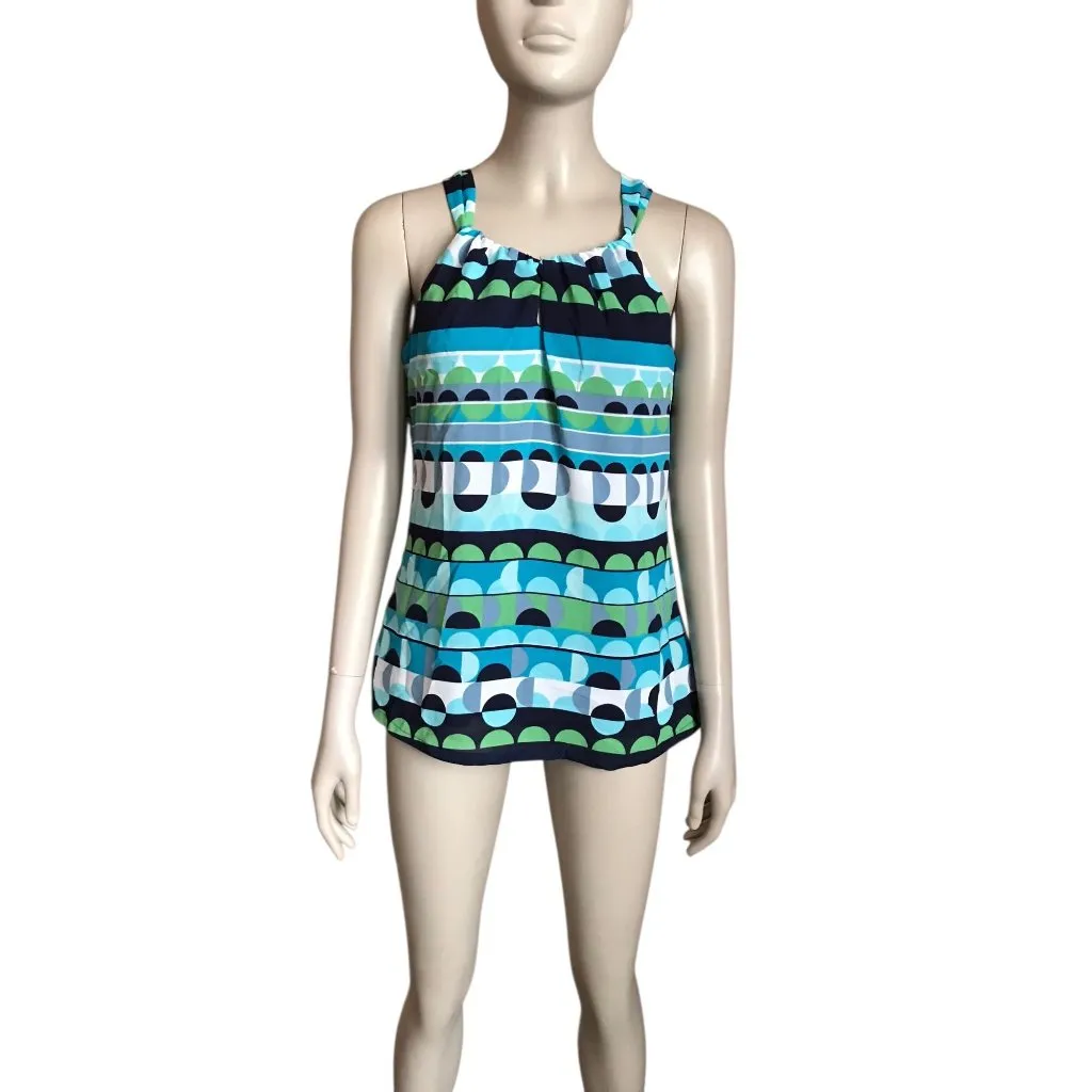 Banana Republic Blue, Green and White Patterned Tank Top - Image 2