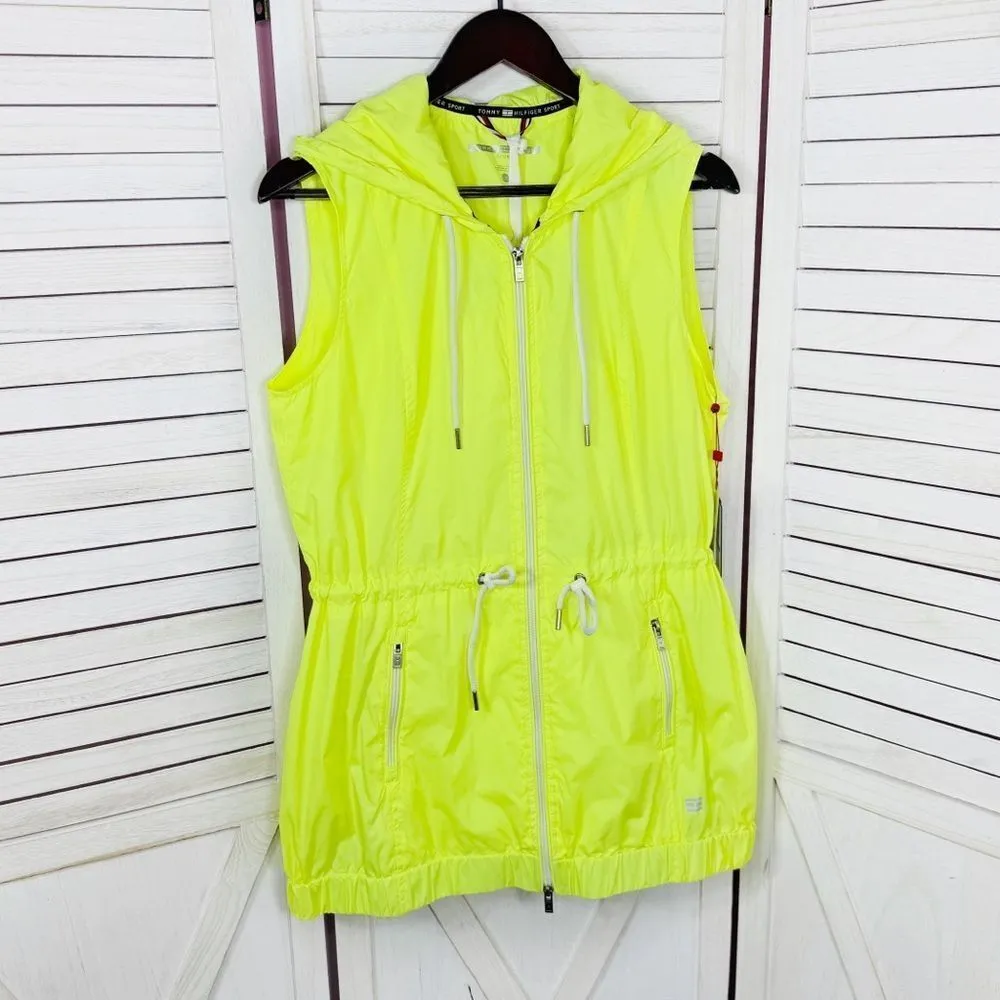 Tommy Hilfiger Sleeveless Cinch Waist Packable Nylon Vest Neon Yellow Large - Image 8