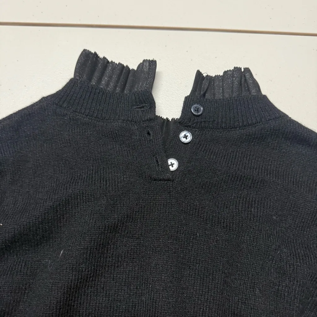 Boden Black Ruffle Trim High Neck Wool Blend Sweater Size 6 EUC - Image 7