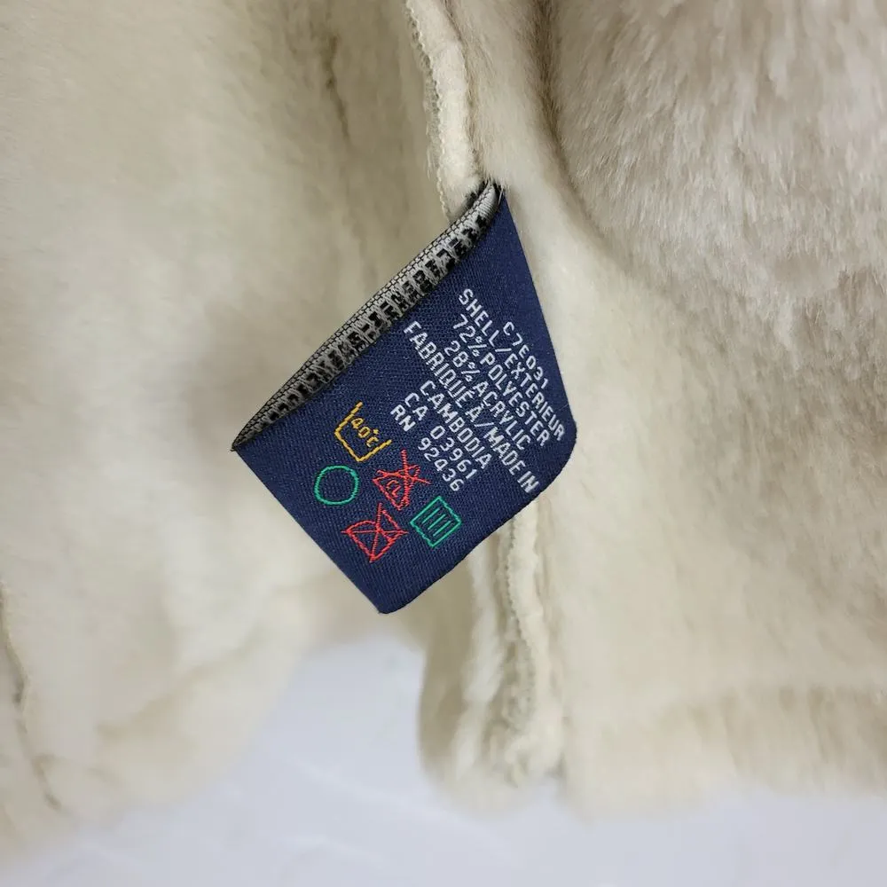 Denver Hayes Womens Winter Jacket Large Beige Green Faux Mock Neck Button Pocket - Image 6