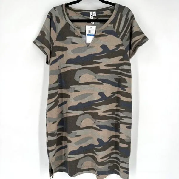 Cable & Gauge NWT Green Camo Split Neck Dress‎ Size XL Jersey Knit Stretchy - Image 3