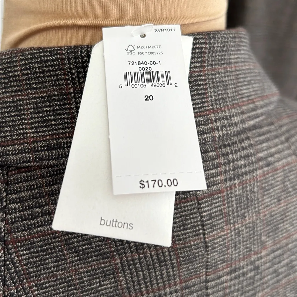 Banana Republic Factory Brown Plaid Blazer Skirt Suit - Image 6