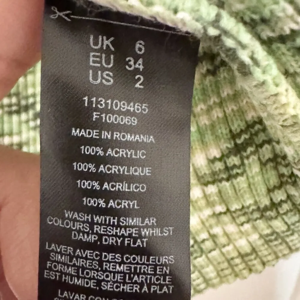 NWT ASOS Cutout Tie Front Knit‎ Cardigan Top 90s Alternative Grunge Green Size 2 - Image 5