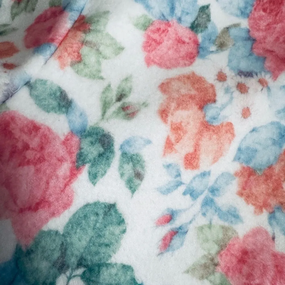 VTG Style Cottage Coquette Soft Fleece Texture Floral Double Crew Sweatshirt Size L - Image 5