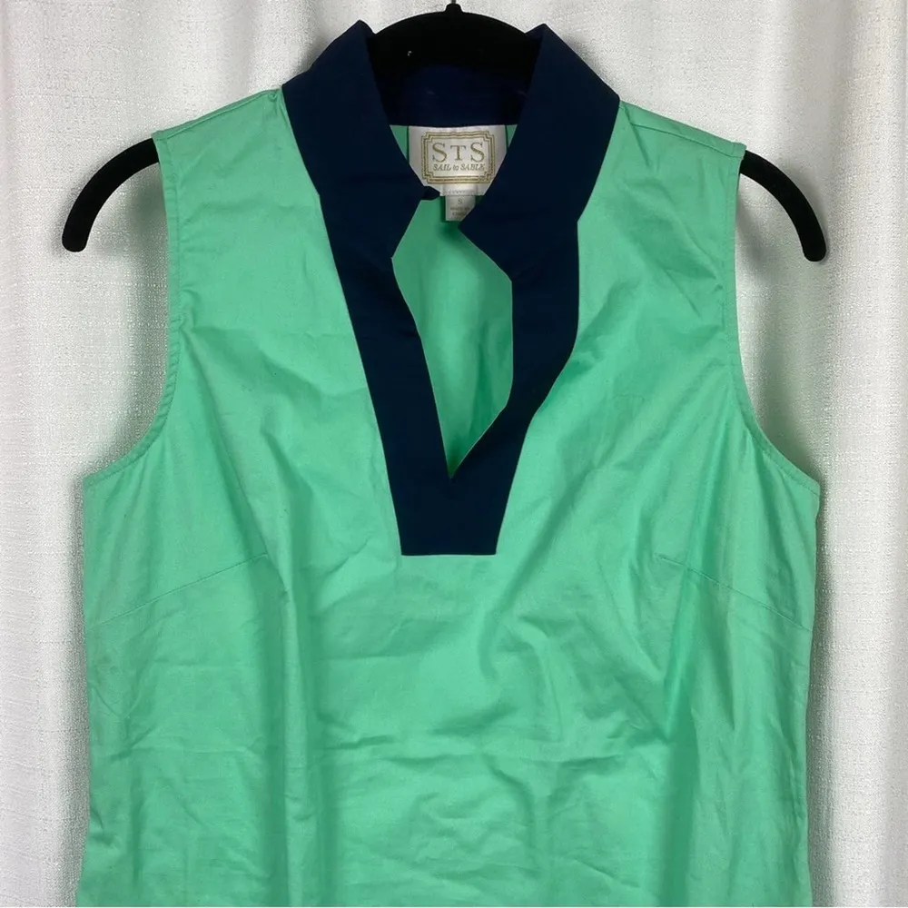 Sail To Sable Teal&Blue Cotton Shift Dress Sz.S - Image 6