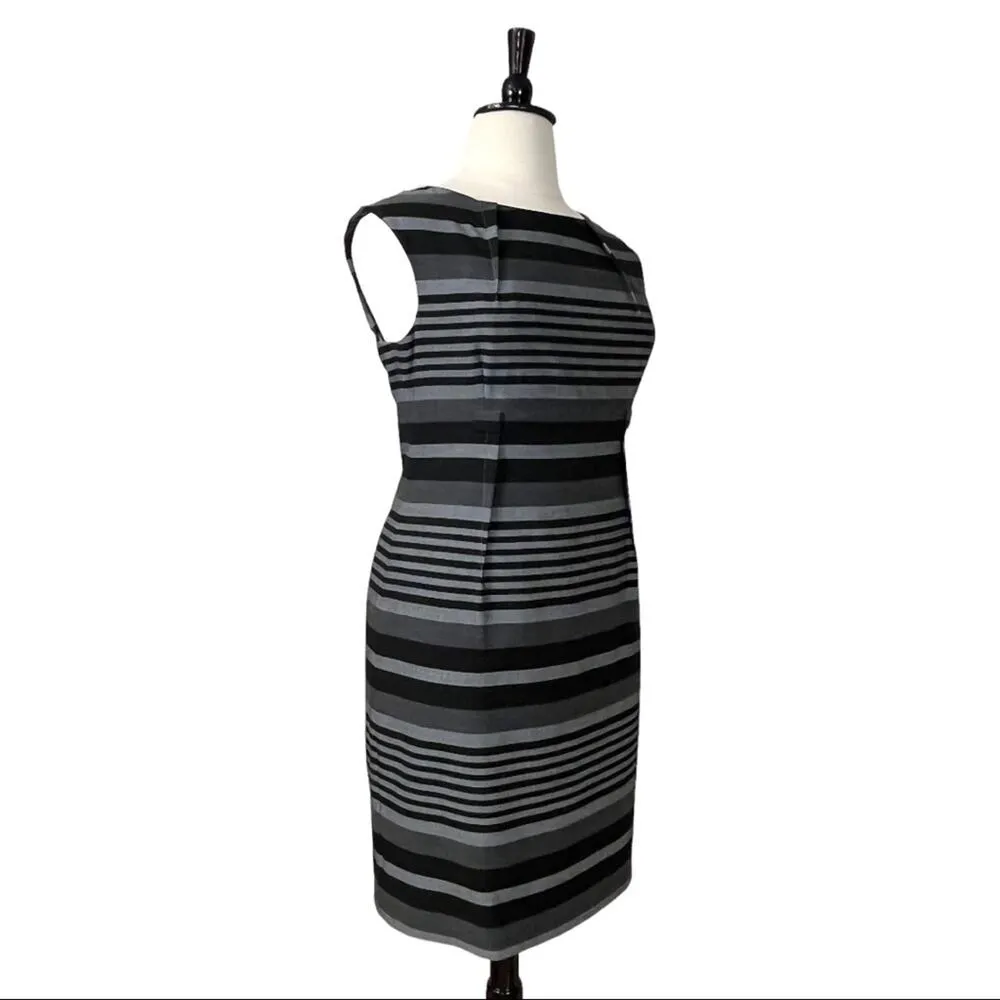 Calvin Klein Sheath Dress Sleeveless Black Gray Stripe Women's Size 14 Plus - Image 2