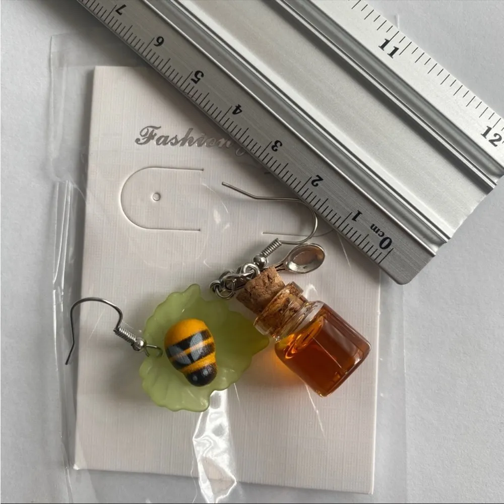 Bee & Honey‎ Jar beautiful Dangle Earrings faux fashion jewelry Gold - Image 8