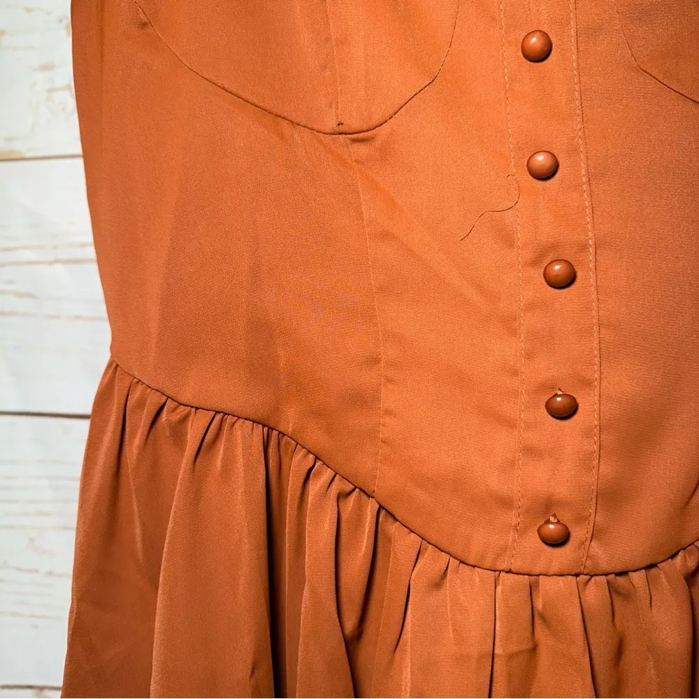 Cider • Mini Dress • Brown/Orange • Medium • Tiered - Image 3