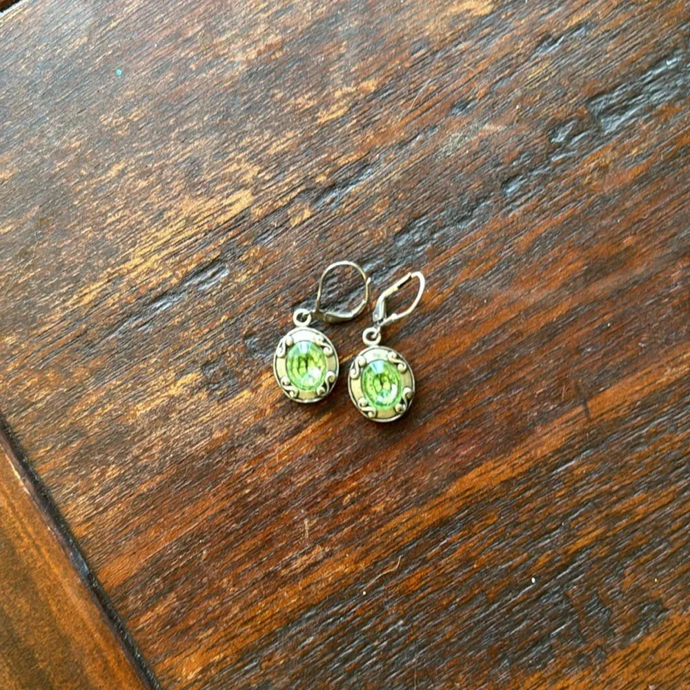 Sterling silver and green peridot French wire earrings from Sundance - Image 5