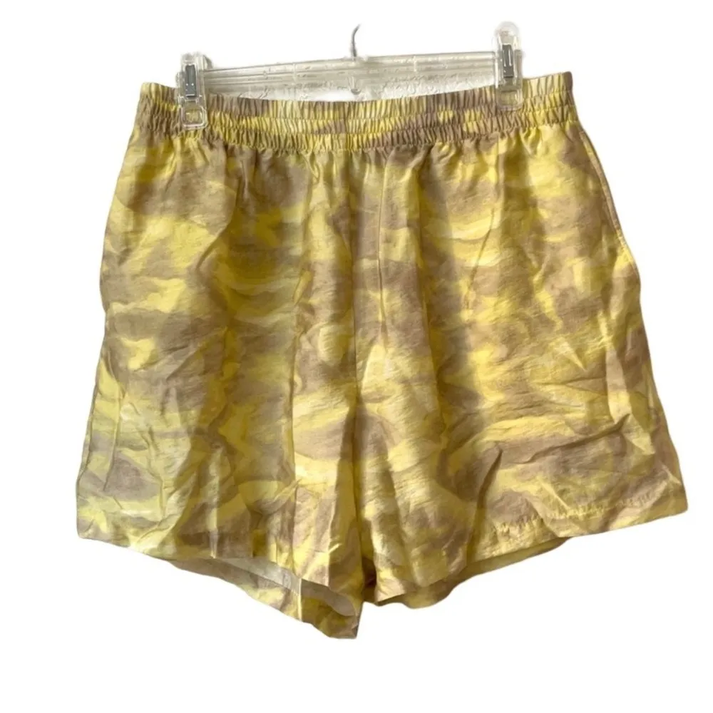 & Other Stories Water Color Printed High Waist Shorts Size L Large Yellow - Image 6