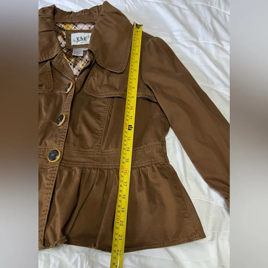 Live a Little Brown Trench Coat with Peplum - Image 4