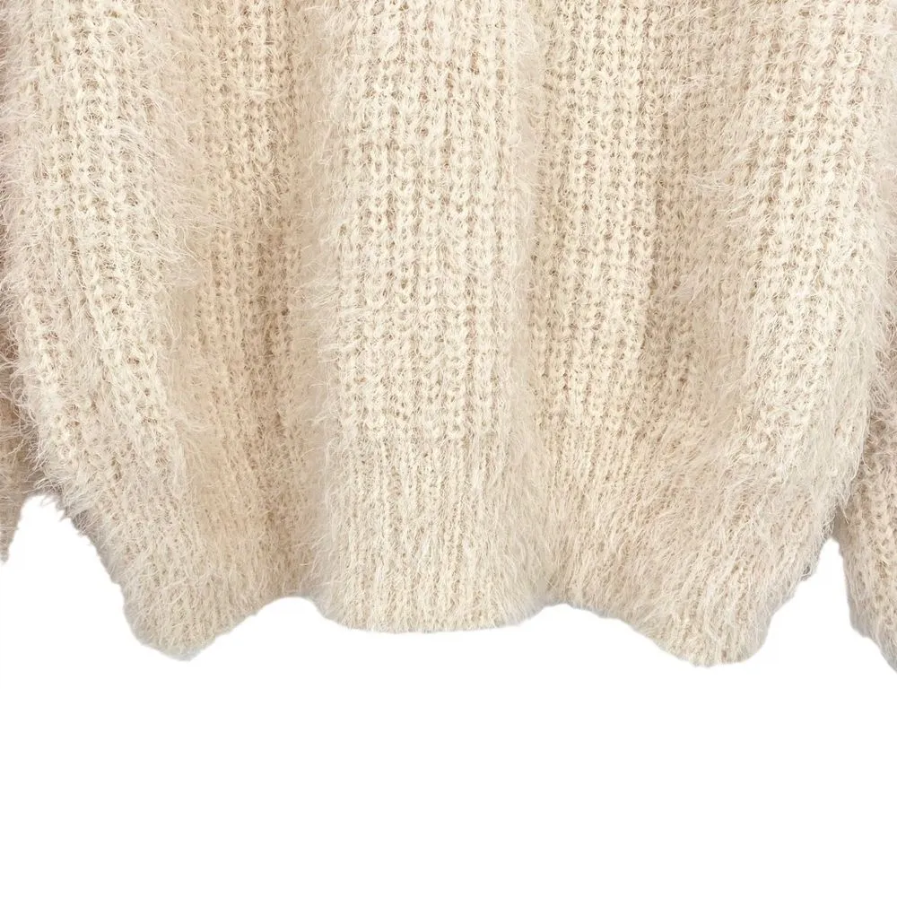 Naked Zebra Women’s Oversized Fuzzy Eyelash Knit Sweater - Image 4