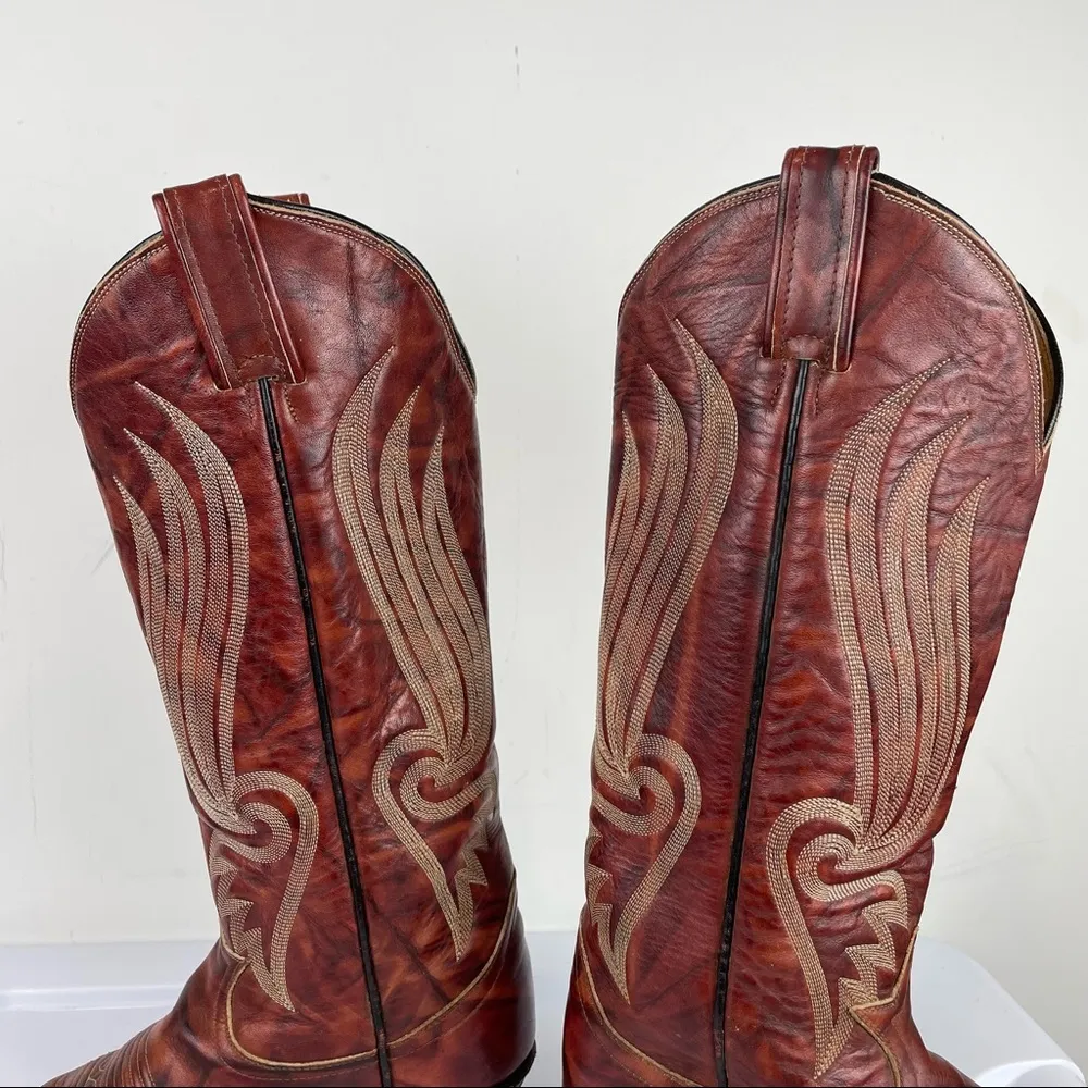 Tony Lama Gold Label Womens Western Cowgirl Boots Red Leather Sz 5 B - Image 9