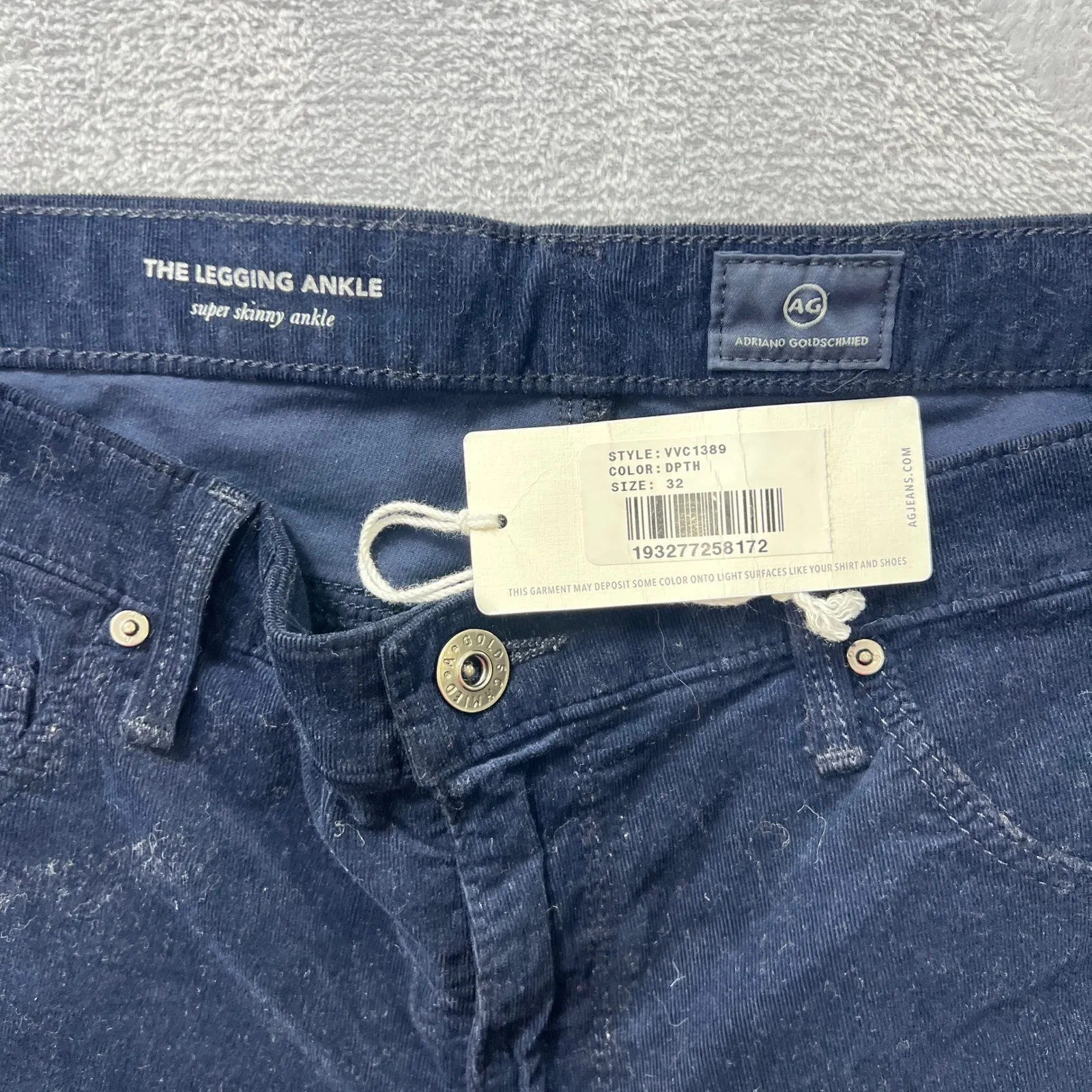 AG Adriano Goldschmied Legging Skinny Ankle Jeans 32R Women's Black Corduroy - Image 4