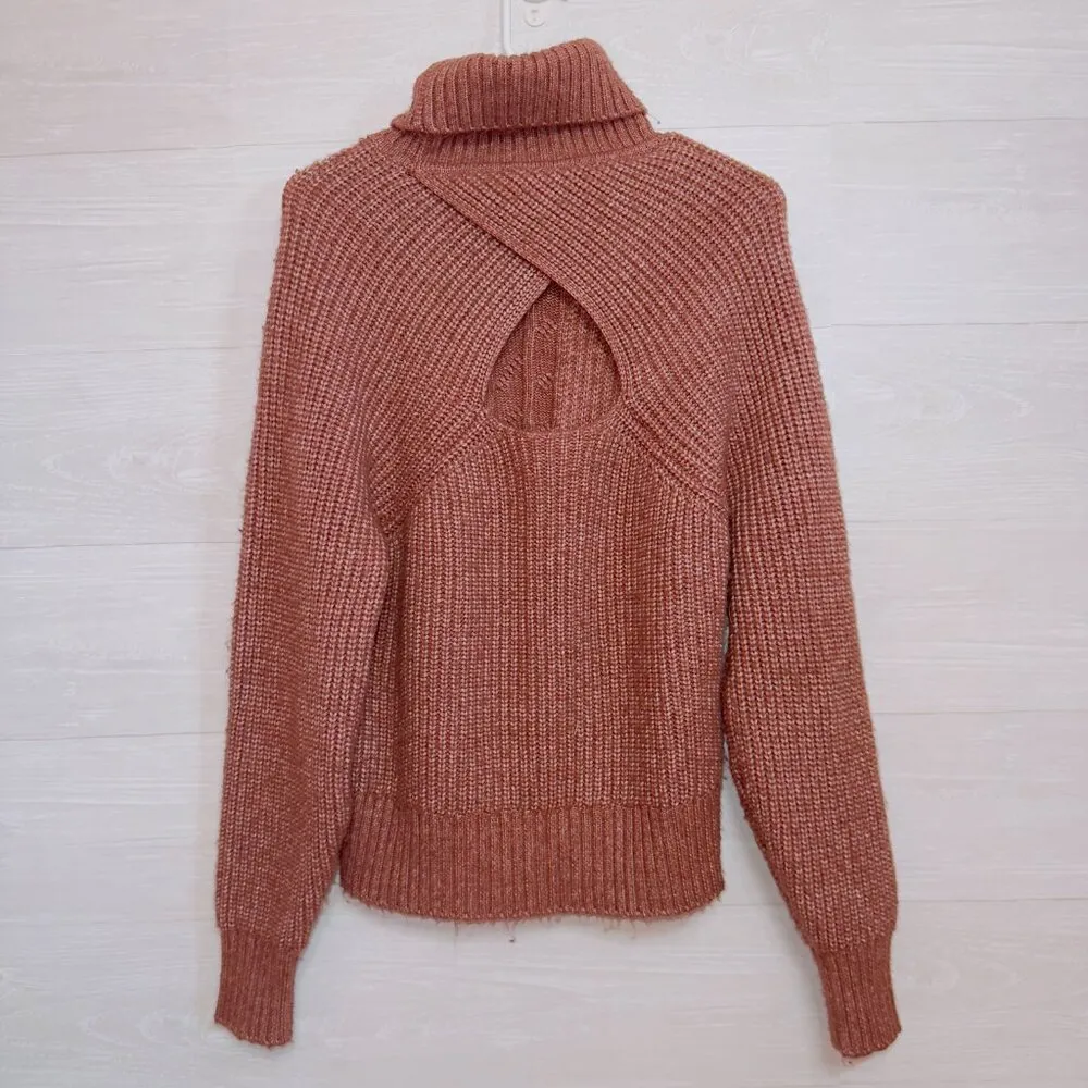 1. State Women's Red Chunky Knit Long Sleeve Pullover Turtleneck Sweater - Image 7