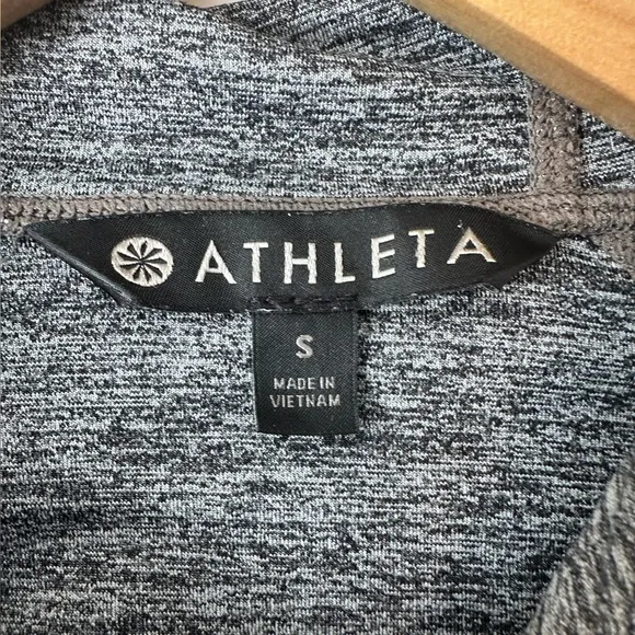 ATHLETA Long Sleeve Ruched‎ Heathered Gray Full Zip Jacket Zipper Pockets Small - Image 5