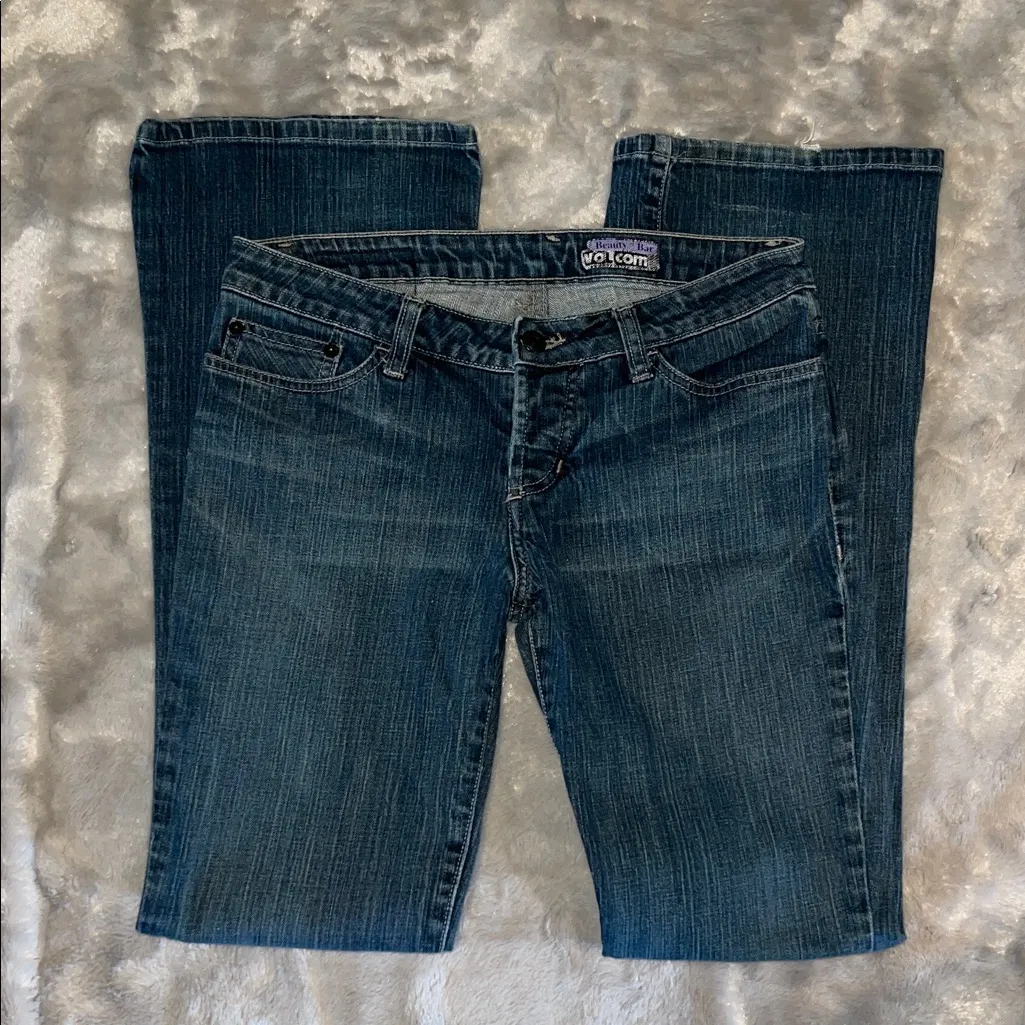 Volcom x Beauty Bar Flare Jeans | Size 5 | Dark Wash | Y2K Streetwear - Image 11