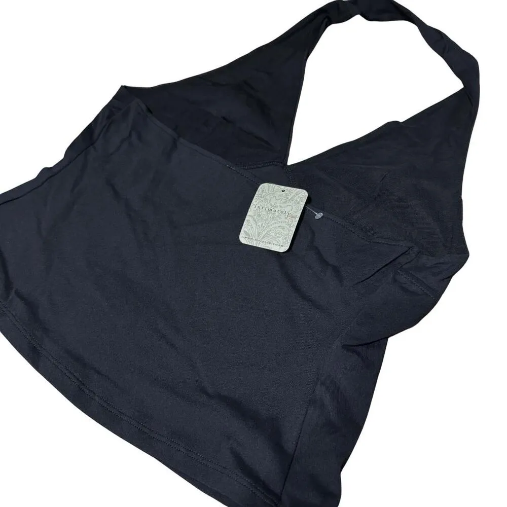 FP FREE PEOPLE INTIMATELY Still Here Halter Top Knit Deep V Black NWT Medium - Image 5