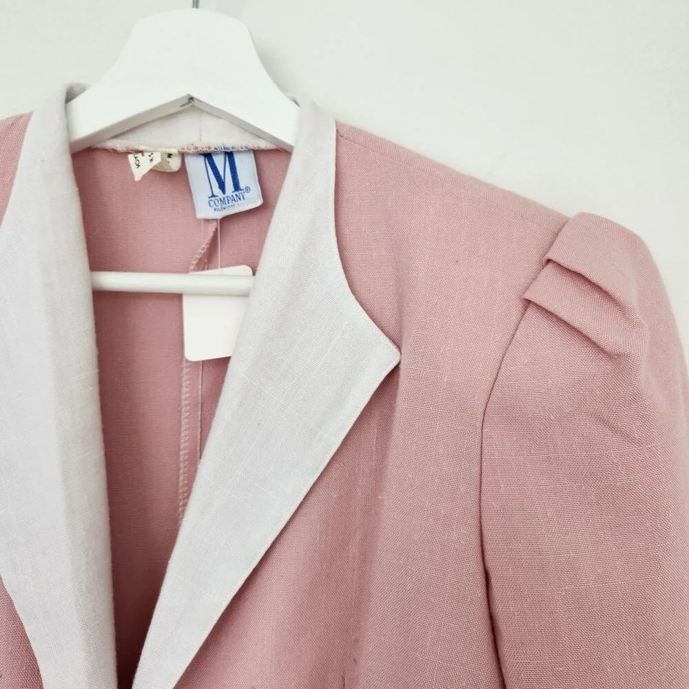 Vintage M Company Pink Blazer One Button Fold Over Collar Should Pad Suit Coat S - Image 2