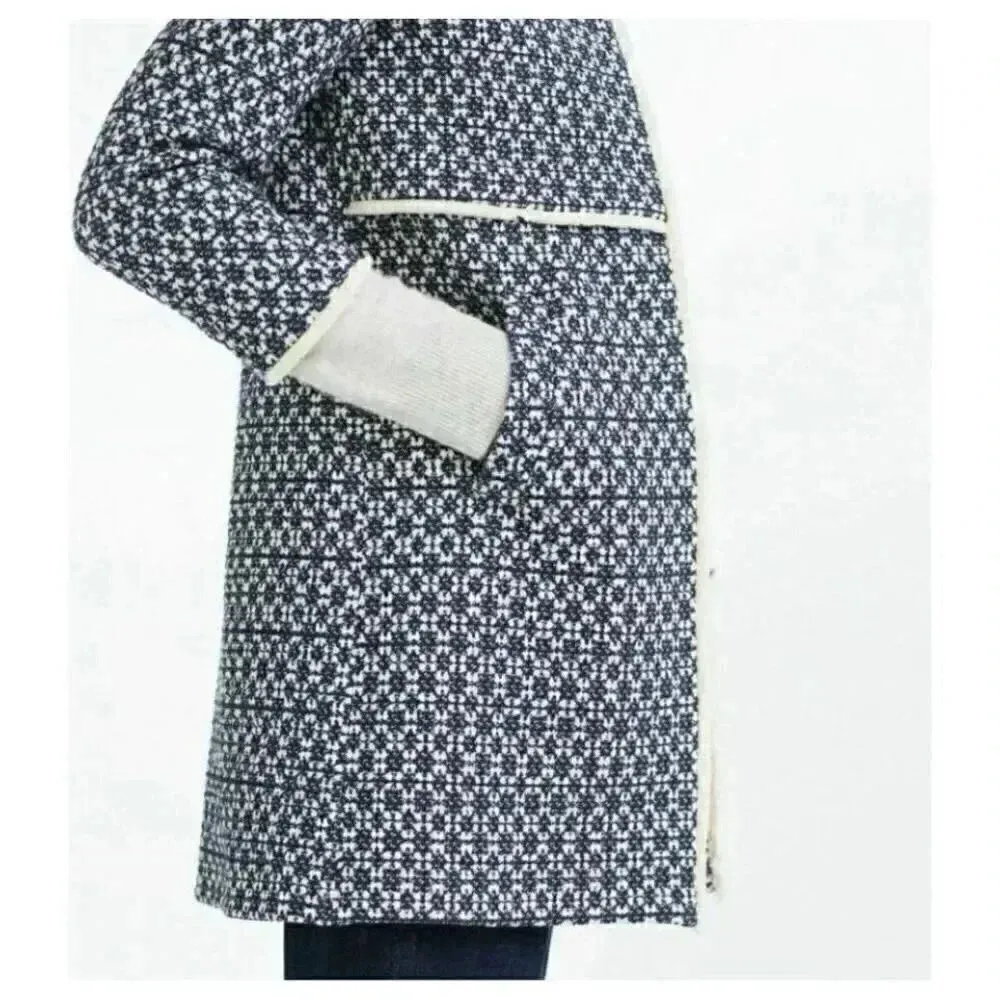 ZARA WOMAN BLUE PRINTED COAT BOHEMIAN JACQUARD JACKET 'LONG COAT' SZ XS - Image 7