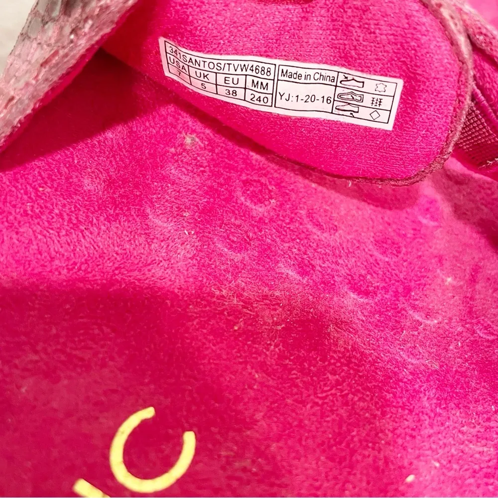 Vionic Women's Size 7 Santos Raspberry Pink Snake Print Slip On Slide Sandal - Image 5