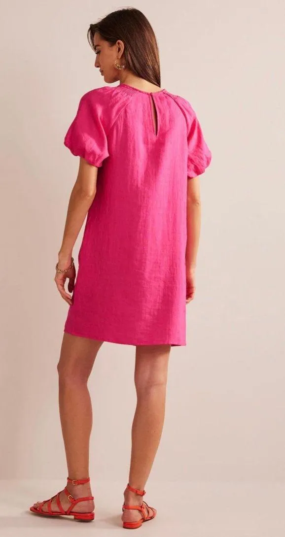 NWT Boden Sleeve Detail Linen Mini Dress Pink 8 D0696-PIN - Image 3