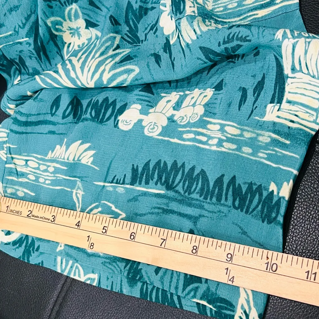 Hawaiian women’s Linen Wide Leg Cropped Tropical Print Elastic Womens size S - Image 9