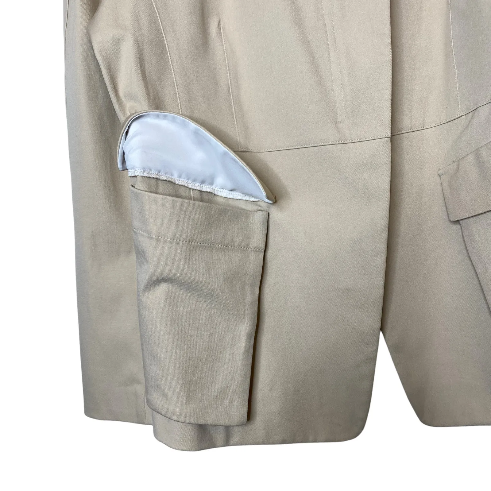 Donna Karan Patch Flap Pocket Jacket size 14 Beige‎ Khaki - Image 4