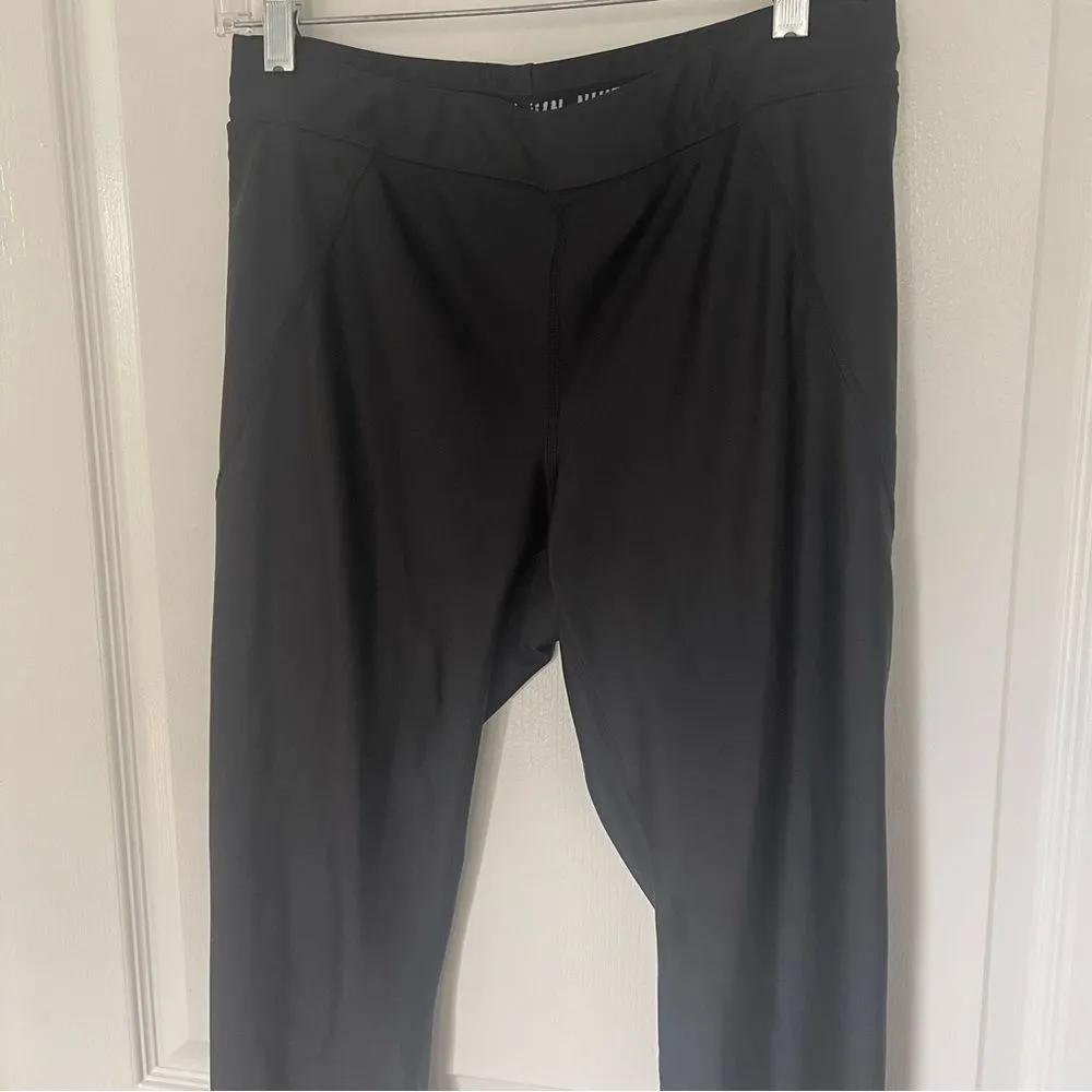Nike Size Large Running Leggings Pants Drawstring Solid Black - Image 3