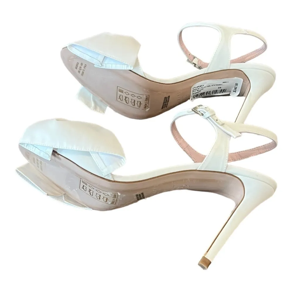 TED BAKER Bribria Ivory Bow Stiletto Open Toe Heels Size 39 - Image 6