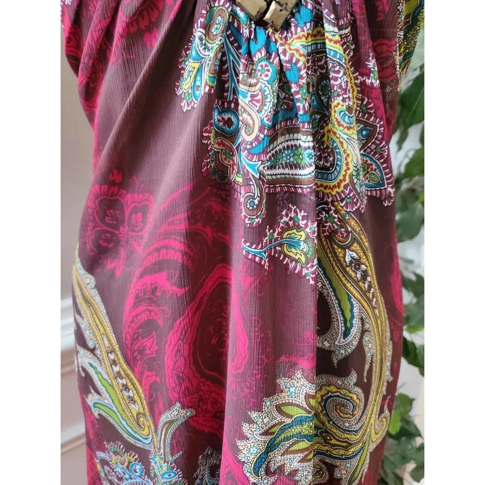 Intrigue Womens Wine Multicolor Halter Neck Sleeveless Knee Length Dress 10 - Image 3